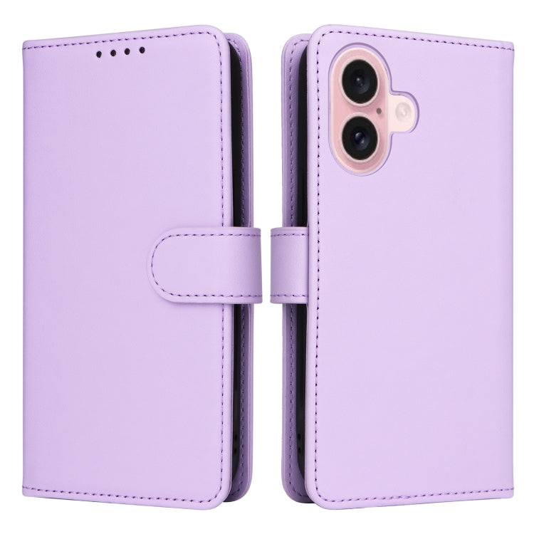 For iPhone 16 Plus BETOPNICE BN-005 2 in 1 Detachable Imitate Genuine Leather Phone Case(Light Purple) by BETOPNICE