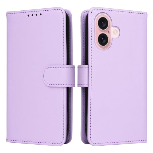 For iPhone 16 Plus BETOPNICE BN-005 2 in 1 Detachable Imitate Genuine Leather Phone Case(Light Purple) by BETOPNICE