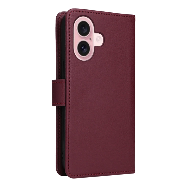 For iPhone 16 Plus BETOPNICE BN-005 2 in 1 Detachable Imitate Genuine Leather Phone Case(Wine Red) by BETOPNICE