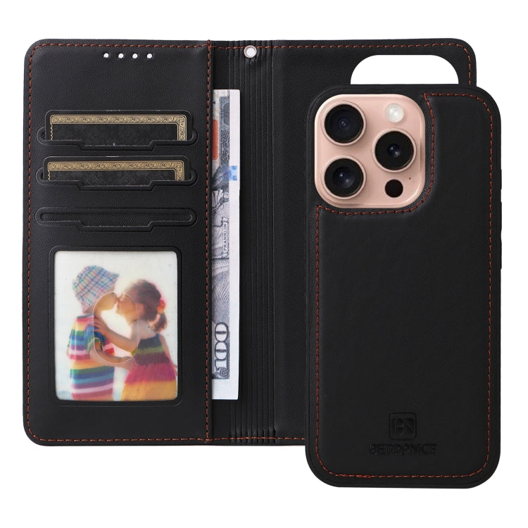 For iPhone 16 Pro BETOPNICE BN-005 2 in 1 Detachable Imitate Genuine Leather Phone Case(Black) by BETOPNICE
