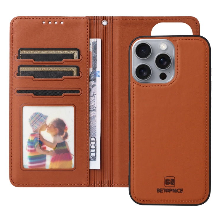 For iPhone 16 Pro Max BETOPNICE BN-005 2 in 1 Detachable Imitate Genuine Leather Phone Case(Brown) by BETOPNICE