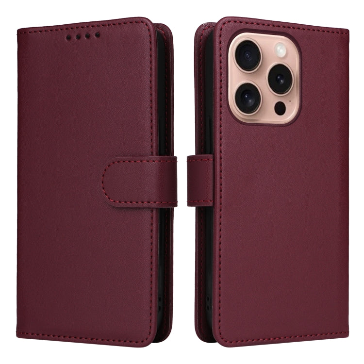 For iPhone 16 Pro Max BETOPNICE BN-005 2 in 1 Detachable Imitate Genuine Leather Phone Case(Wine Red) by BETOPNICE