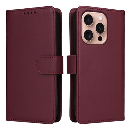 For iPhone 16 Pro Max BETOPNICE BN-005 2 in 1 Detachable Imitate Genuine Leather Phone Case(Wine Red) by BETOPNICE