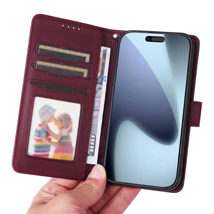 For iPhone 17 Pro BETOPNICE BN-005 2 in 1 Detachable Imitate Genuine Leather Phone Case(Wine Red) by BETOPNICE