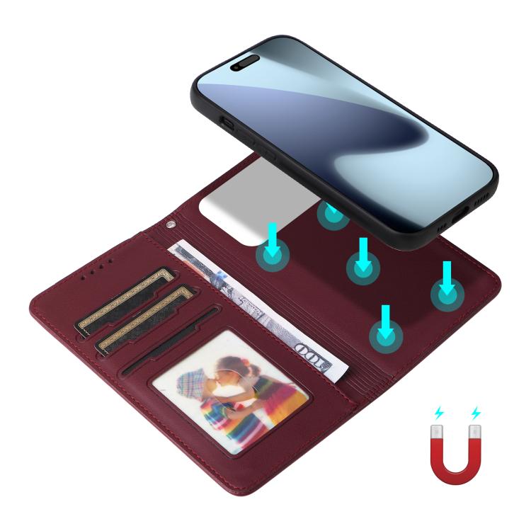For iPhone 17 Pro BETOPNICE BN-005 2 in 1 Detachable Imitate Genuine Leather Phone Case(Wine Red) by BETOPNICE