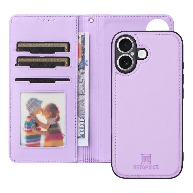 For iPhone 17 BETOPNICE BN-005 2 in 1 Detachable Imitate Genuine Leather Phone Case(Light Purple) by BETOPNICE