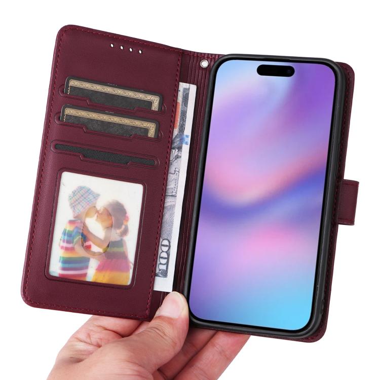 For iPhone 17 BETOPNICE BN-005 2 in 1 Detachable Imitate Genuine Leather Phone Case(Wine Red) by BETOPNICE