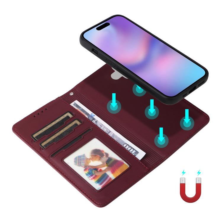 For iPhone 17 BETOPNICE BN-005 2 in 1 Detachable Imitate Genuine Leather Phone Case(Wine Red) by BETOPNICE