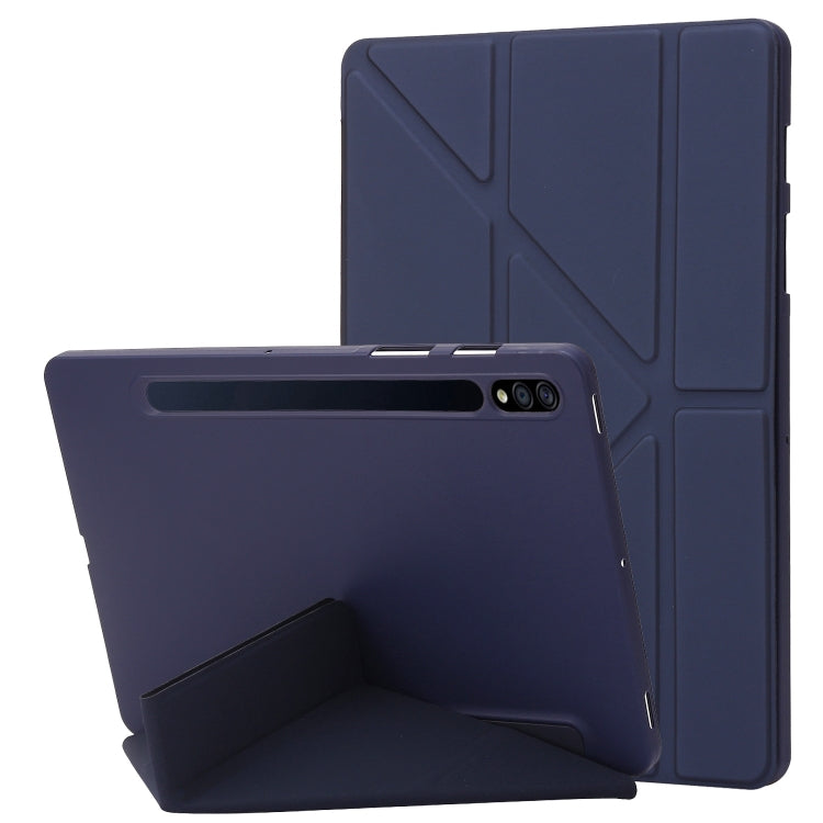 For Samsung Galaxy Tab S10 FE / S9 Deformation Silicone Leather Tablet Case(Dark Blue) by bashfashion