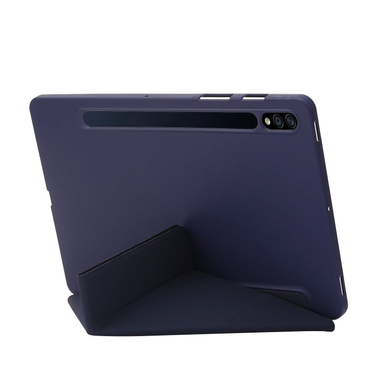 For Samsung Galaxy Tab S10 FE / S9 Deformation Silicone Leather Tablet Case(Dark Blue) by bashfashion