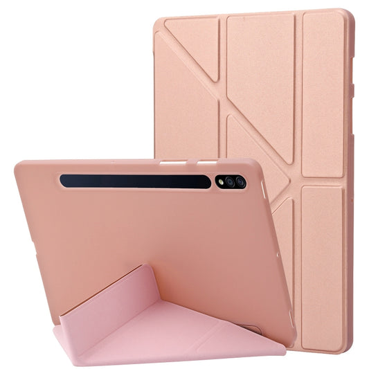 For Samsung Galaxy Tab S10 FE / S9 Deformation Silicone Leather Tablet Case(Rose Gold) by bashfashion