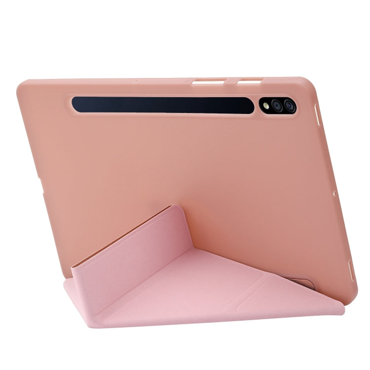 For Samsung Galaxy Tab S10 FE / S9 Deformation Silicone Leather Tablet Case(Rose Gold) by bashfashion