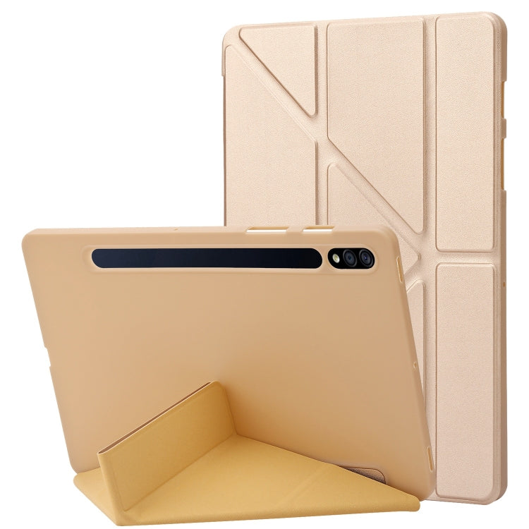 For Samsung Galaxy Tab S10+ / S9+ Deformation Silicone Leather Tablet Case(Gold) by bashfashion