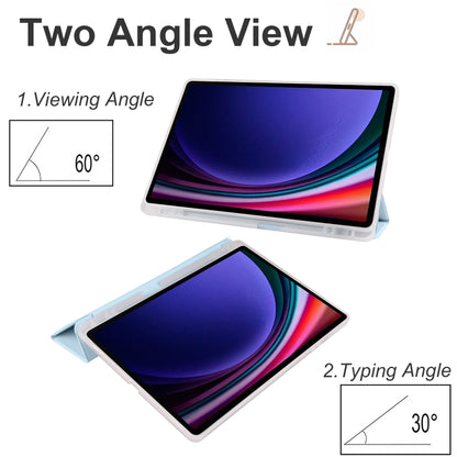 For Samsung Galaxy Tab S10+ / S9+ 3-folding Transparent TPU Smart Leather Tablet Case with Pen Slot(Ice Blue) by bashfashion