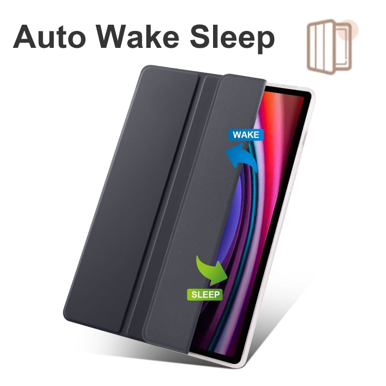 For Samsung Galaxy Tab S10+ / S9+ 3-folding Transparent TPU Smart Leather Tablet Case with Pen Slot(Black) by bashfashion