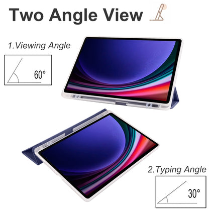 For Samsung Galaxy Tab S10+ / S9+ 3-folding Transparent TPU Smart Leather Tablet Case with Pen Slot(Dark Blue) by bashfashion