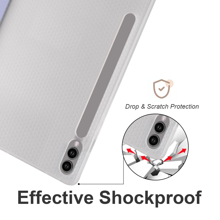 For Samsung Galaxy Tab S10+ / S9+ 3-folding Transparent TPU Smart Leather Tablet Case with Pen Slot(Lavender) by bashfashion