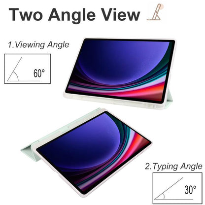 For Samsung Galaxy Tab S10 FE / S9 3-folding Transparent TPU Smart Leather Tablet Case with Pen Slot(Light Green) by bashfashion