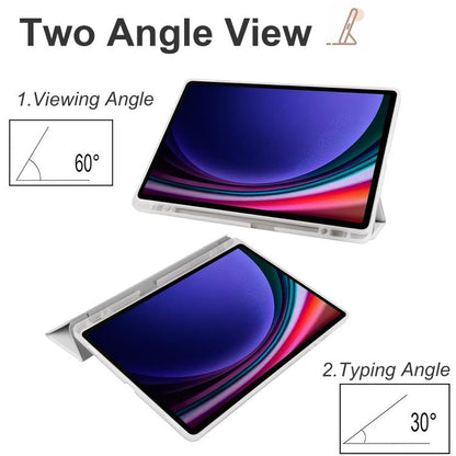 For Samsung Galaxy Tab S10 FE / S9 3-folding Transparent TPU Smart Leather Tablet Case with Pen Slot(Grey) by bashfashion