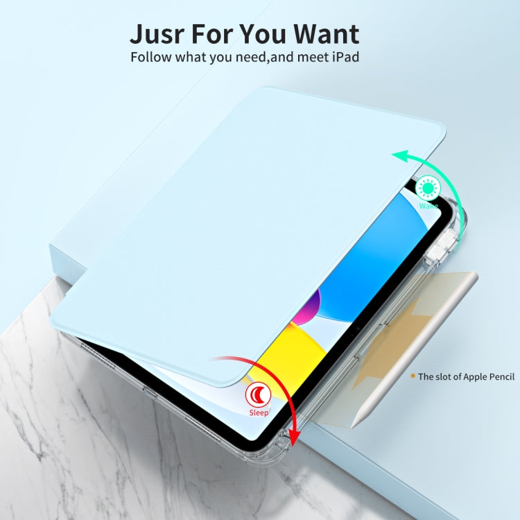 For iPad 2025 / 2022 360 Rotation Detachable Clear Acrylic Leather Tablet Case(Ice Blue) by bashfashion