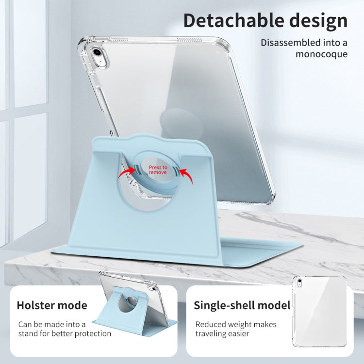 For iPad 2025 / 2022 360 Rotation Detachable Clear Acrylic Leather Tablet Case(Ice Blue) by bashfashion