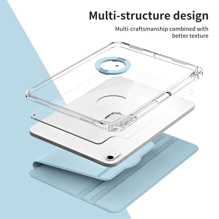 For iPad 2025 / 2022 360 Rotation Detachable Clear Acrylic Leather Tablet Case(Ice Blue) by bashfashion