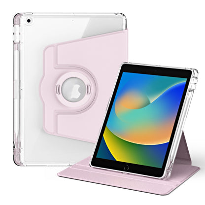 For iPad 10.2 2021 / 2020 360 Rotation Detachable Clear Acrylic Leather Tablet Case(Pink) by bashfashion