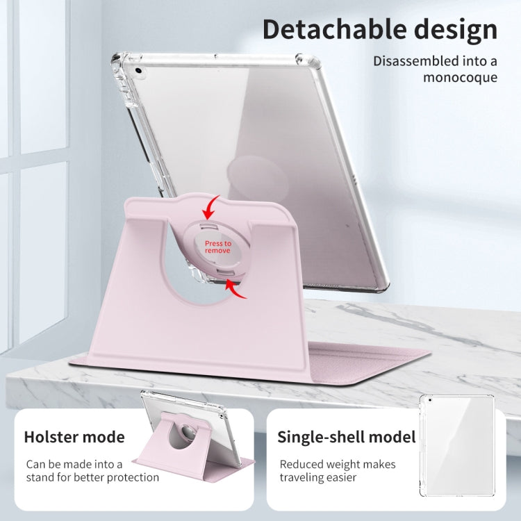 For iPad 10.2 2021 / 2020 360 Rotation Detachable Clear Acrylic Leather Tablet Case(Pink) by bashfashion