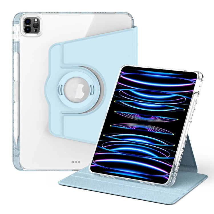 For iPad Air 13 2025 / 2024 360 Rotation Detachable Clear Acrylic Leather Tablet Case(Ice Blue) by bashfashion