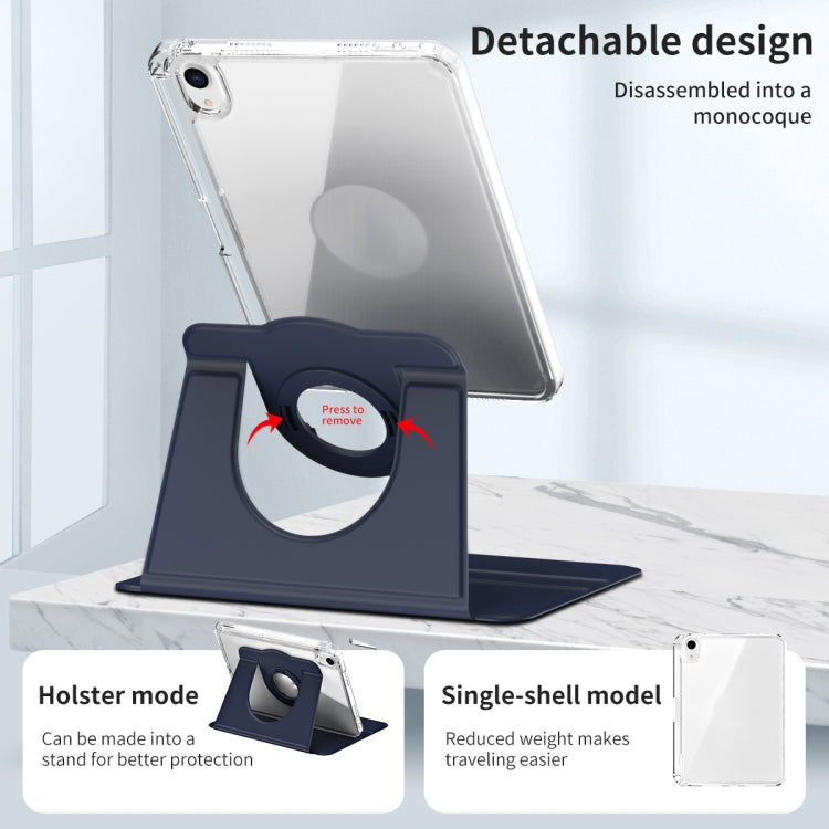 For iPad mini 6 / mini 2024 360 Rotation Detachable Clear Acrylic Leather Tablet Case(Dark Blue) by bashfashion