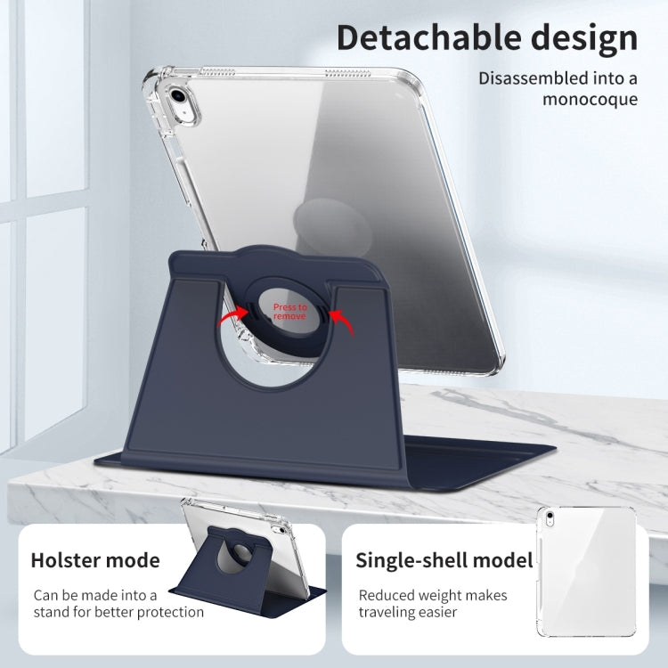 For iPad Air 11 2025 / 2024 360 Rotation Detachable Clear Acrylic Leather Tablet Case(Dark Blue) by bashfashion