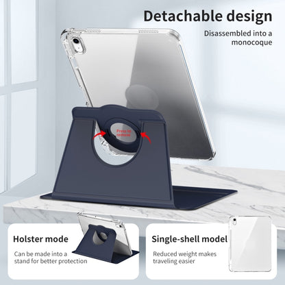 For iPad Air 11 2025 / 2024 360 Rotation Detachable Clear Acrylic Leather Tablet Case(Dark Blue) by bashfashion