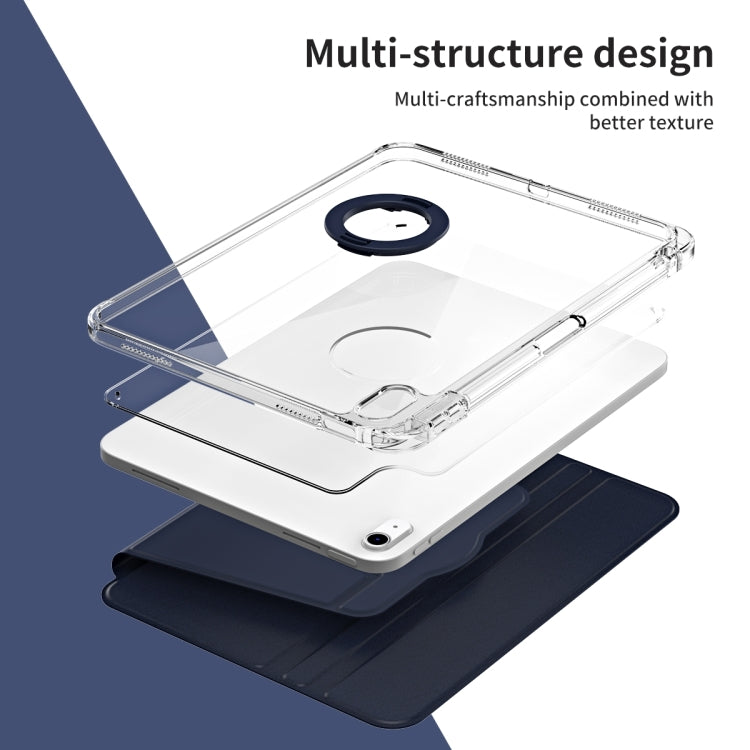 For iPad Air 11 2025 / 2024 360 Rotation Detachable Clear Acrylic Leather Tablet Case(Dark Blue) by bashfashion