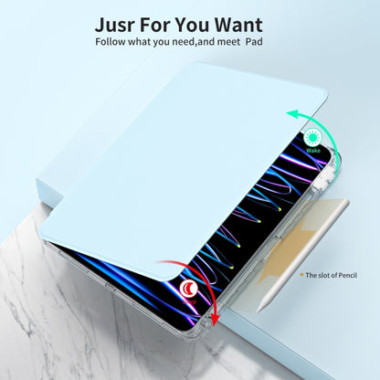 For iPad Pro 11 2025 / 2024 360 Rotation Detachable Clear Acrylic Leather Tablet Case(Ice Blue) by bashfashion