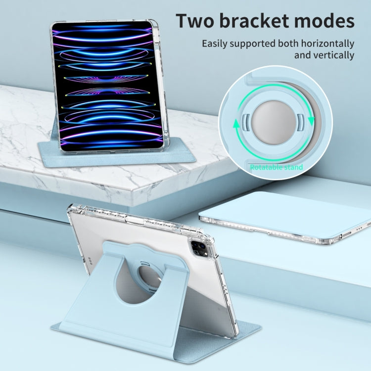 For iPad Pro 11 2025 / 2024 360 Rotation Detachable Clear Acrylic Leather Tablet Case(Ice Blue) by bashfashion