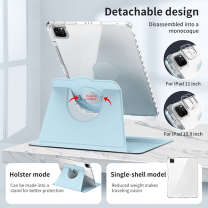 For iPad Pro 11 2025 / 2024 360 Rotation Detachable Clear Acrylic Leather Tablet Case(Ice Blue) by bashfashion