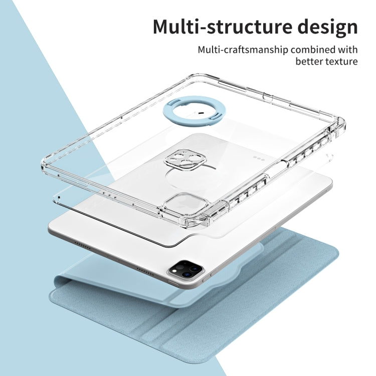 For iPad Pro 11 2025 / 2024 360 Rotation Detachable Clear Acrylic Leather Tablet Case(Ice Blue) by bashfashion