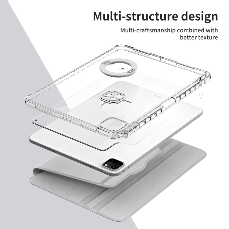 For iPad Pro 11 2025 / 2024 360 Rotation Detachable Clear Acrylic Leather Tablet Case(Grey) by bashfashion