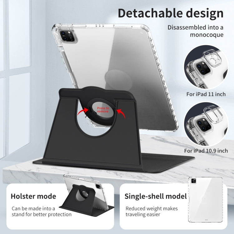 For iPad Pro 13 2025 / 2024 360 Rotation Detachable Clear Acrylic Leather Tablet Case(Black) by bashfashion