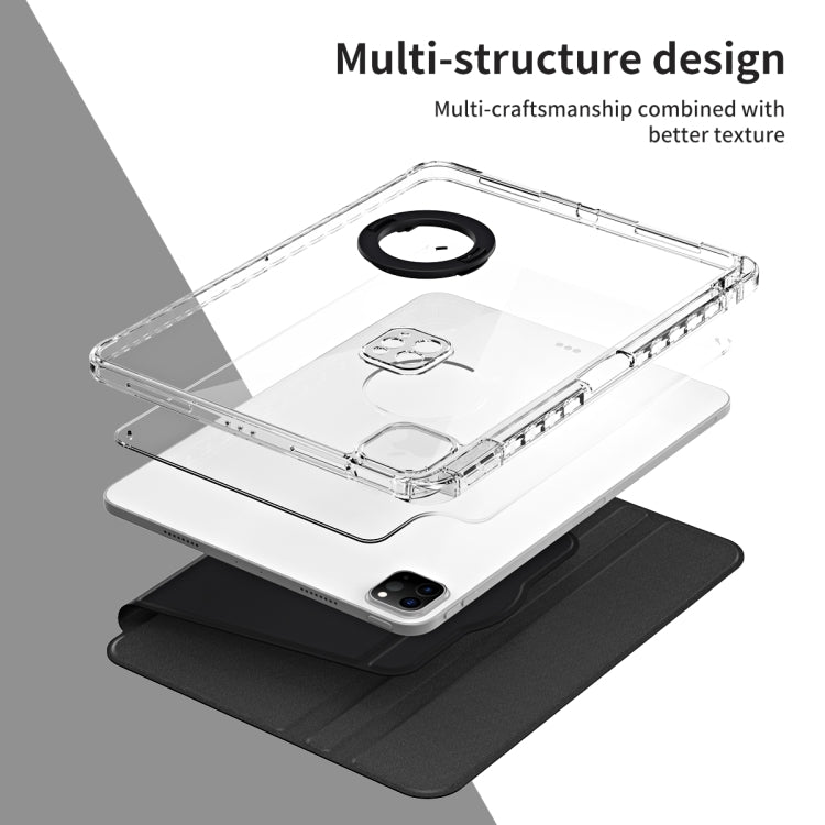 For iPad Pro 13 2025 / 2024 360 Rotation Detachable Clear Acrylic Leather Tablet Case(Black) by bashfashion