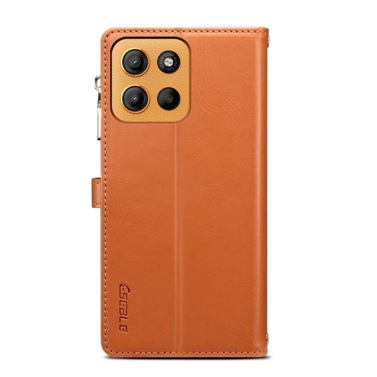 For Motorola Moto G15 ESEBLE Star Series Lanyard Zipper Wallet RFID Leather Case(Brown) by ESEBLE