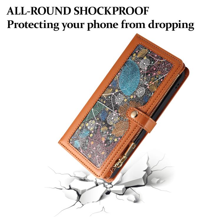 For Motorola Moto G15 ESEBLE Star Series Lanyard Zipper Wallet RFID Leather Case(Brown) by ESEBLE