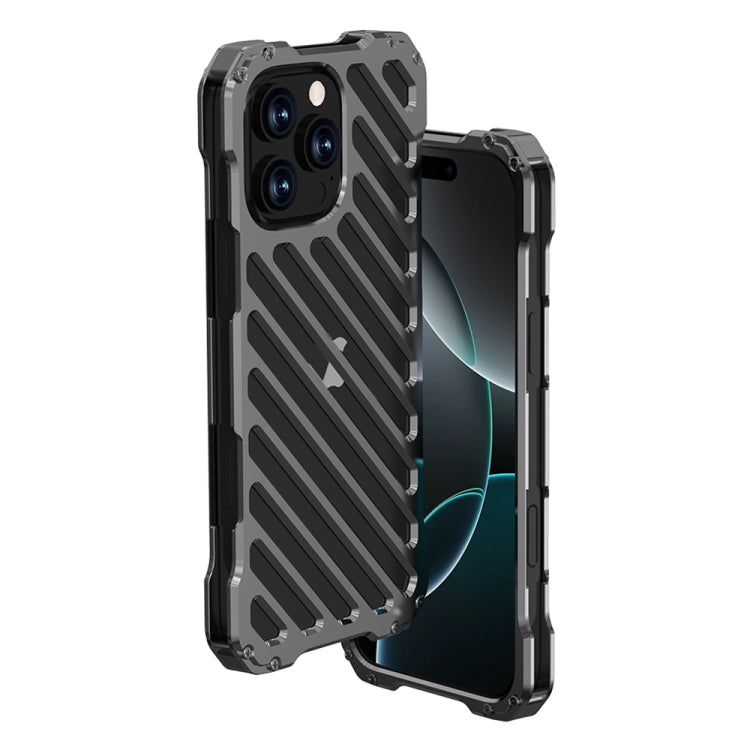 For iPhone 16 Pro Max R-JUST RJ-50 Hollow Breathable Armor Metal Phone Case(Space Grey) by R-JUST