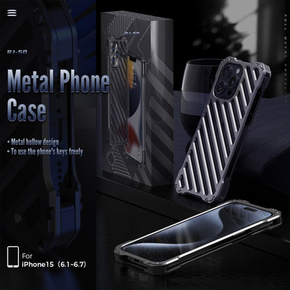 For iPhone 16 Plus R-JUST RJ-50 Hollow Breathable Armor Metal Phone Case(Space Grey) by R-JUST