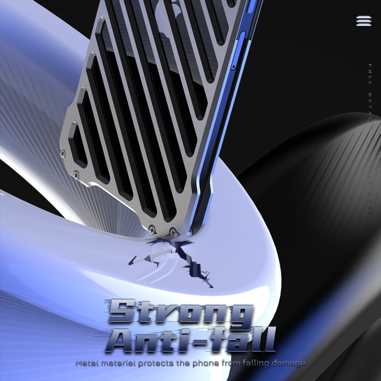 For iPhone 16 R-JUST RJ-50 Hollow Breathable Armor Metal Phone Case(Space Grey) by R-JUST