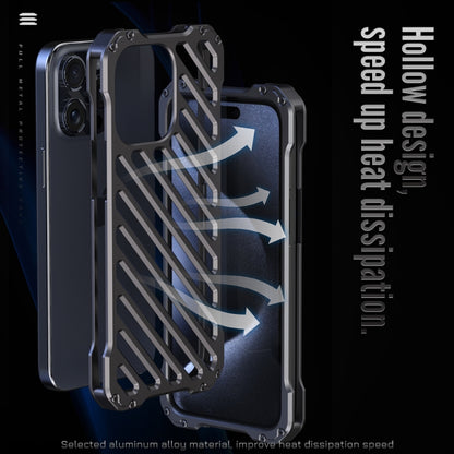 For iPhone 15 Pro R-JUST RJ-50 Hollow Breathable Armor Metal Phone Case(Space Grey) by R-JUST