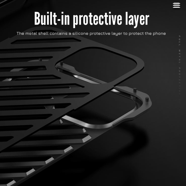 For iPhone 15 R-JUST RJ-50 Hollow Breathable Armor Metal Phone Case(Space Grey) by R-JUST