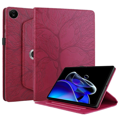 For Realme Pad 2 Tree Life Embossed Rotation Leather Tablet Case(Red) by bashfashion