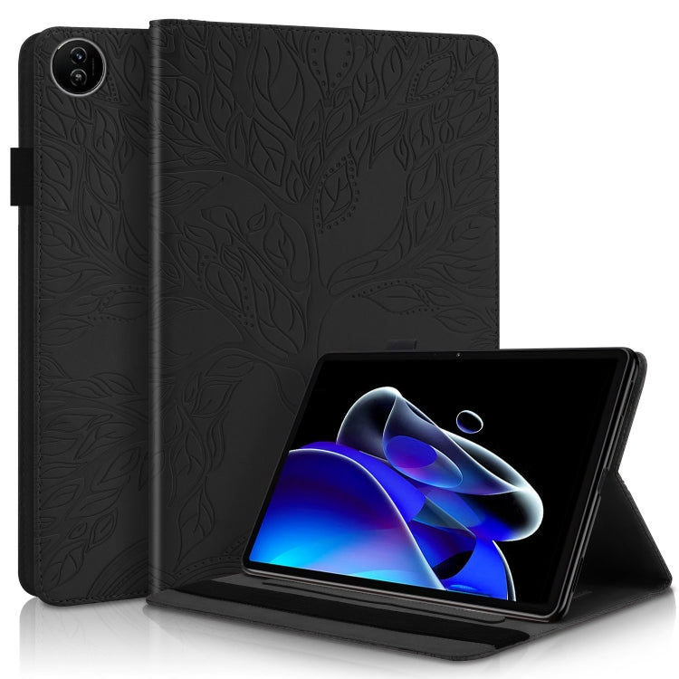 For Realme Pad 2 Life Tree Series Horizontal Flip Leather Tablet Case(Black) by bashfashion
