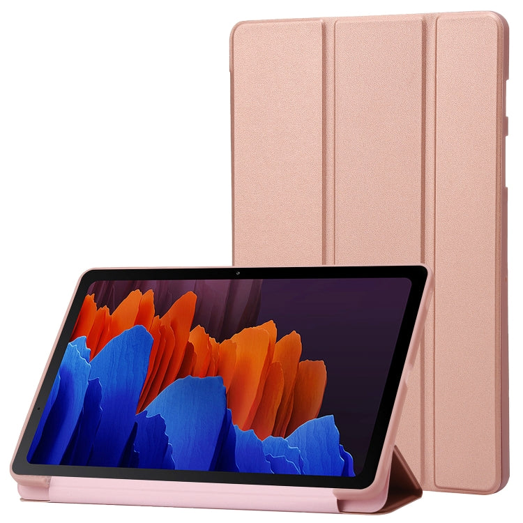 For Samsung Galaxy Tab S9+ / S10+ 3-Fold Holder Silicone Leather Tablet Case(Rose Gold) by bashfashion